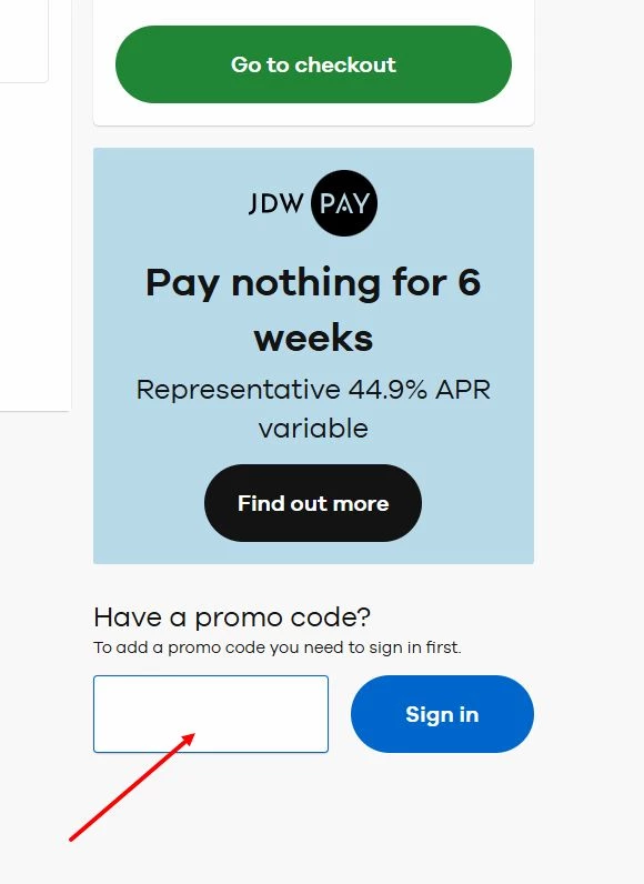 “How to apply a JD Williams promo code”